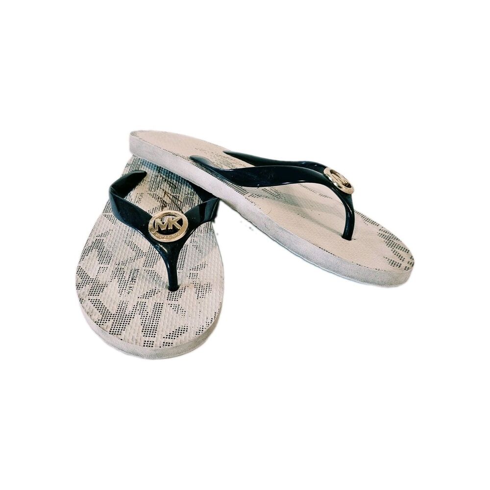 Michael Kors Blue Slide Sandals Logo Flat Slip-On Women's Size 7.5
